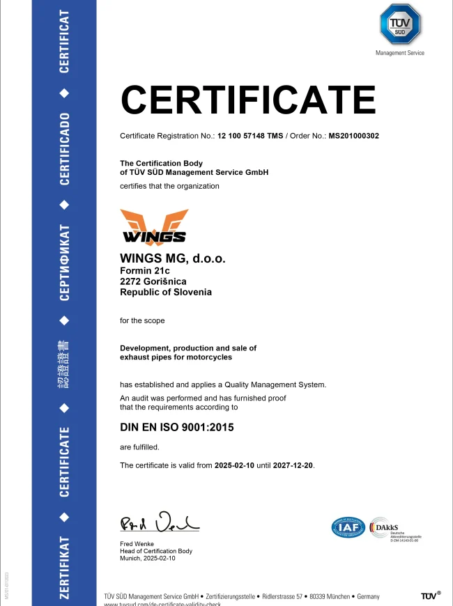 WINGS - 9001 - 2015 - CERTIFICATE